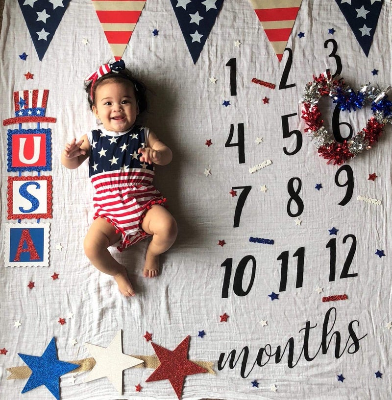 Qin.Orianna 4th of July Toddler Baby Girl American Flag Tassel Romper with Headband (0-6M/Small, Red) - Image 3